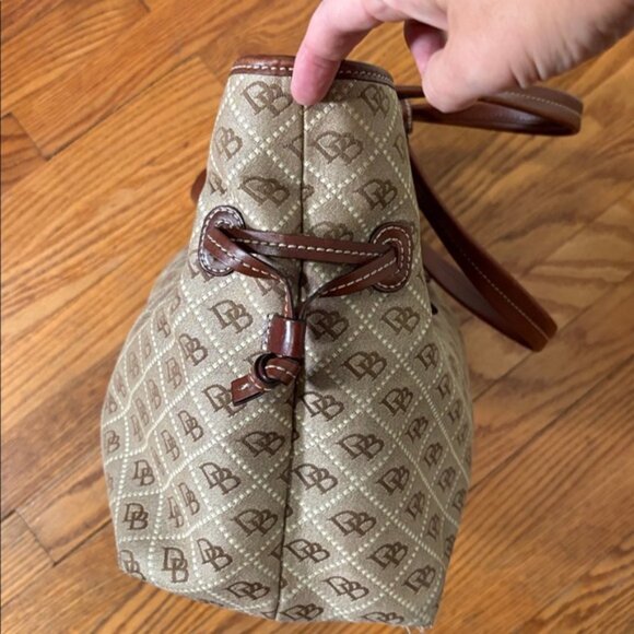 Vintage Dooney & Bourke Monogram Chiara Tote Bag Purse Brown - Picture 6 of 16